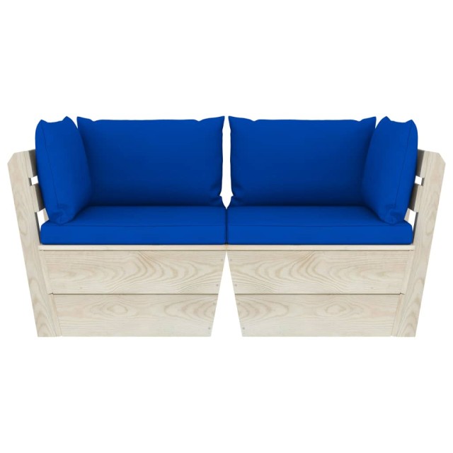 Canapé palette à 2 places de jardin avec coussins Bois d'épicéa