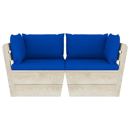 Canapé palette à 2 places de jardin avec coussins Bois d'épicéa