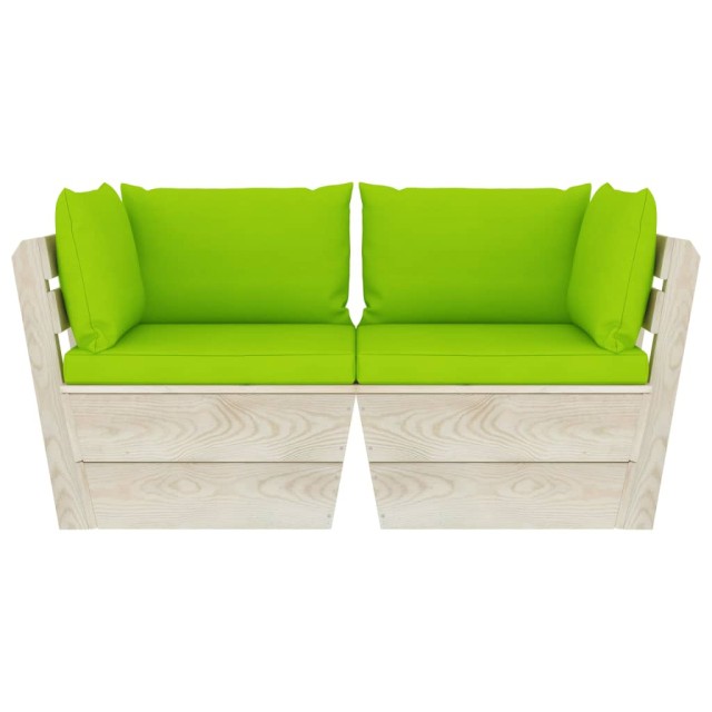 Canapé palette à 2 places de jardin avec coussins Bois d'épicéa