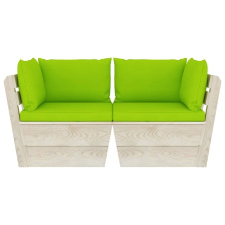 Canapé palette à 2 places de jardin avec coussins Bois d'épicéa