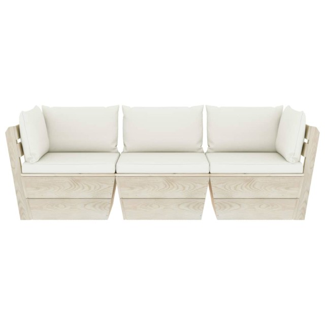 Canapé palette à 3 places de jardin avec coussins Bois d'épicéa