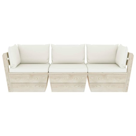 Canapé palette à 3 places de jardin avec coussins Bois d'épicéa