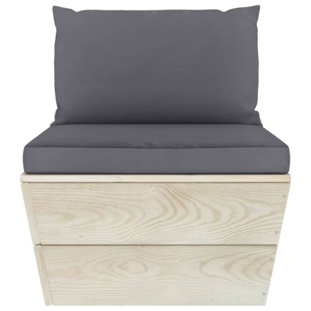 Salon de jardin palette 5 pcs avec coussins bois d'épicéa