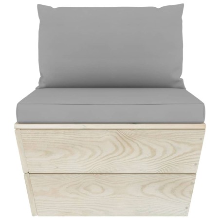 Salon de jardin palette 6 pcs avec coussins bois d'épicéa