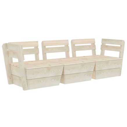 Canapé palette à 3 places de jardin Bois d'épicéa imprégné 2
