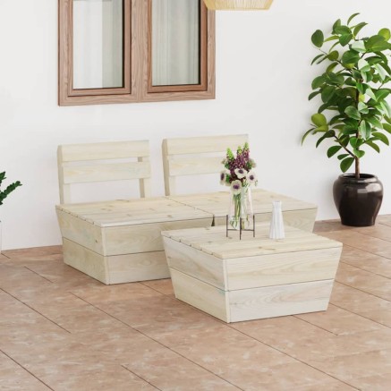 Salon de jardin palette 3 pcs Bois d'épicéa imprégné