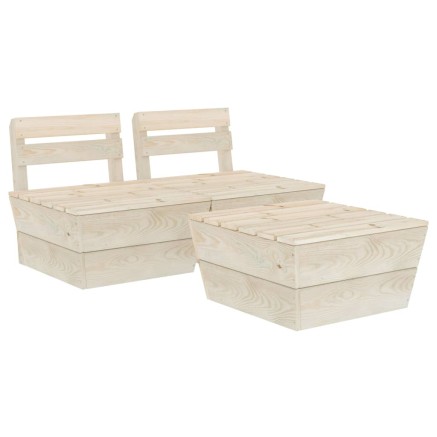 Salon de jardin palette 3 pcs Bois d'épicéa imprégné 2