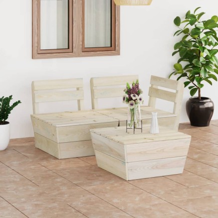Salon de jardin palette 3 pcs Bois d'épicéa imprégné