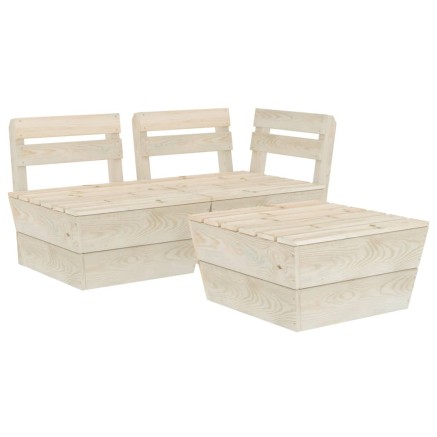 Salon de jardin palette 3 pcs Bois d'épicéa imprégné 2
