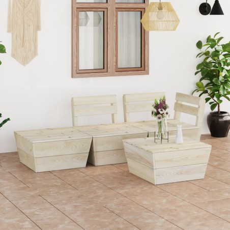 Salon de jardin palette 4 pcs Bois d'épicéa imprégné
