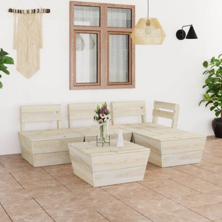 Salon de jardin palette 5 pcs Bois d'épicéa imprégné