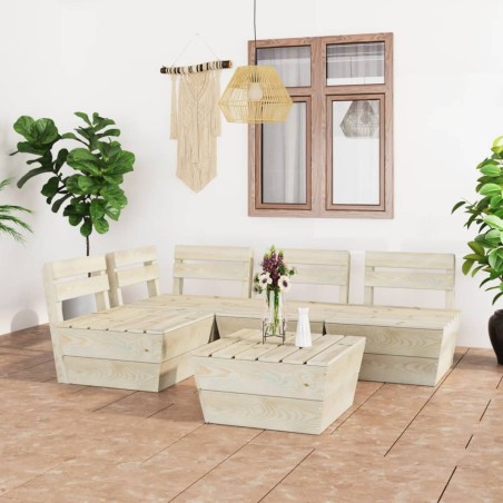Salon de jardin palette 5 pcs Bois d'épicéa imprégné