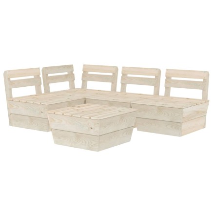 Salon de jardin palette 5 pcs Bois d'épicéa imprégné 2