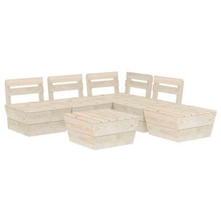 Salon de jardin palette 6 pcs Bois d'épicéa imprégné 2