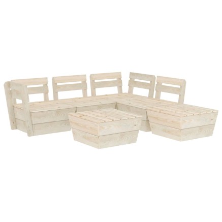 Salon de jardin palette 6 pcs Bois d'épicéa imprégné 2