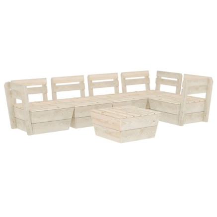 Salon de jardin palette 6 pcs Bois d'épicéa imprégné 2