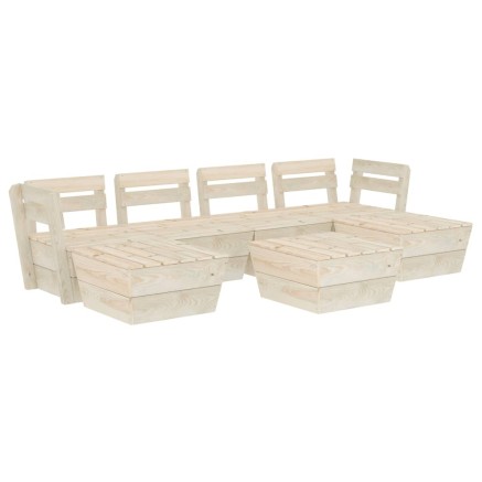 Salon de jardin palette 7 pcs Bois d'épicéa imprégné 2