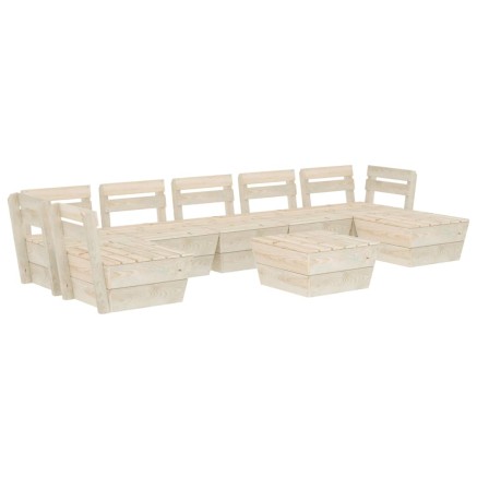 Salon de jardin palette 8 pcs Bois d'épicéa imprégné 2