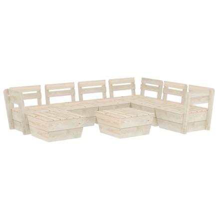 Salon de jardin palette 8 pcs Bois d'épicéa imprégné 2