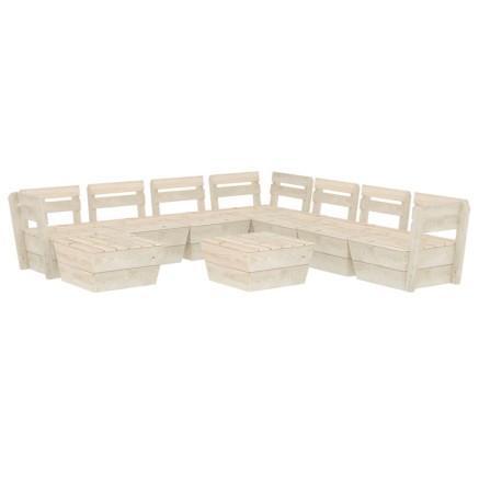 Salon de jardin palette 9 pcs Bois d'épicéa imprégné 2