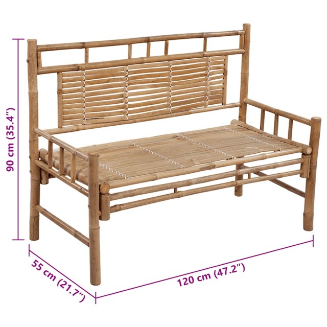 Banc de jardin avec coussin 120 cm Bambou
