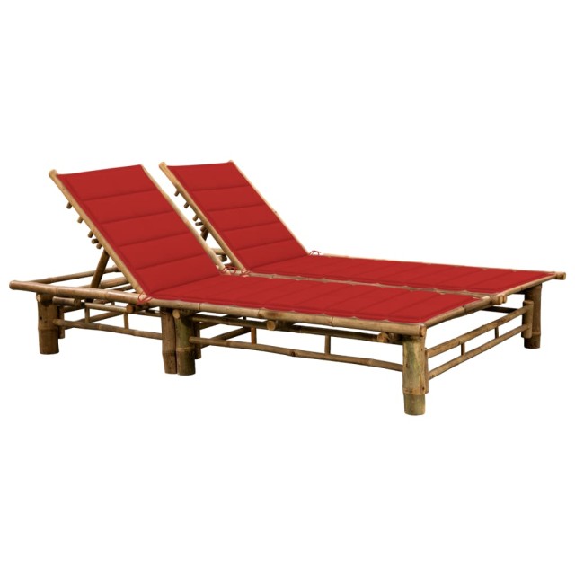 Chaise longue pour 2 personnes avec coussins Bambou