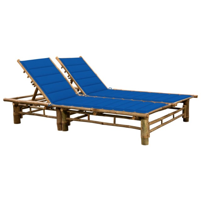 Chaise longue pour 2 personnes avec coussins Bambou