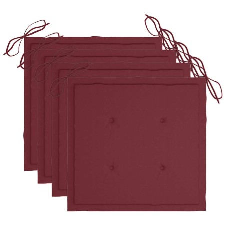 Mobilier à dîner d'extérieur pliable 5 pcs avec coussins bambou