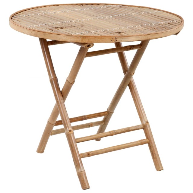 Mobilier à dîner d'extérieur pliable 5 pcs avec coussins bambou