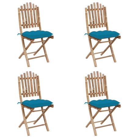 Ensemble à manger d'extérieur pliable 5pcs avec coussins Bambou