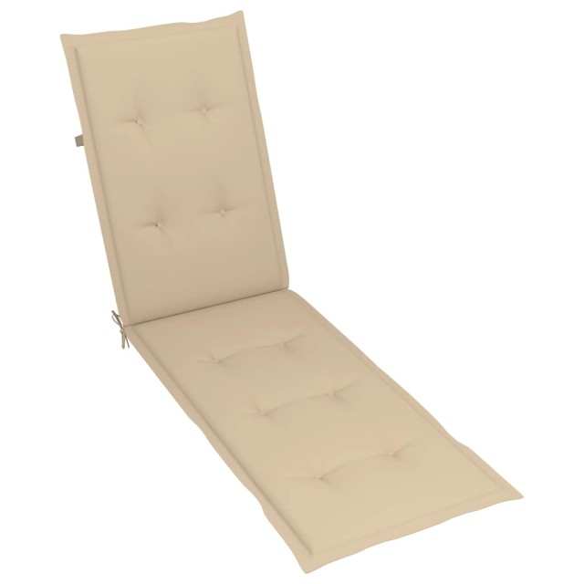 Chaise longue d'extérieur repose-pied et coussin Acacia solide
