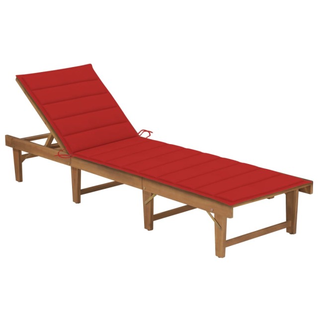 Chaise longue pliable avec coussin Bois d'acacia solide