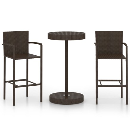Ensemble de bar de jardin 3 pcs Résine tressée Marron 2