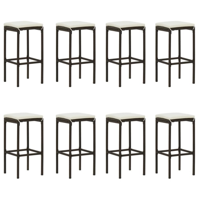 Ensemble de bar de jardin 9 pcs coussins Résine tressée Marron