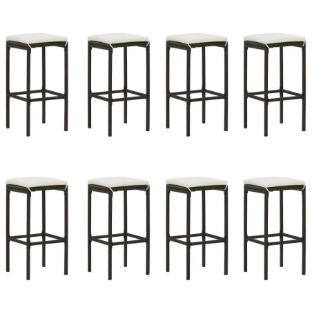 Ensemble de bar de jardin 9 pcs coussins Résine tressée Marron