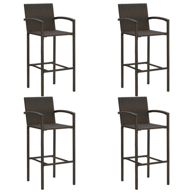 Ensemble de bar d'extérieur 5 pcs accoudoir Poly rotin Marron