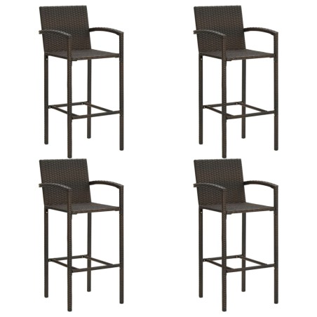 Ensemble de bar d'extérieur 5 pcs accoudoir Poly rotin Marron