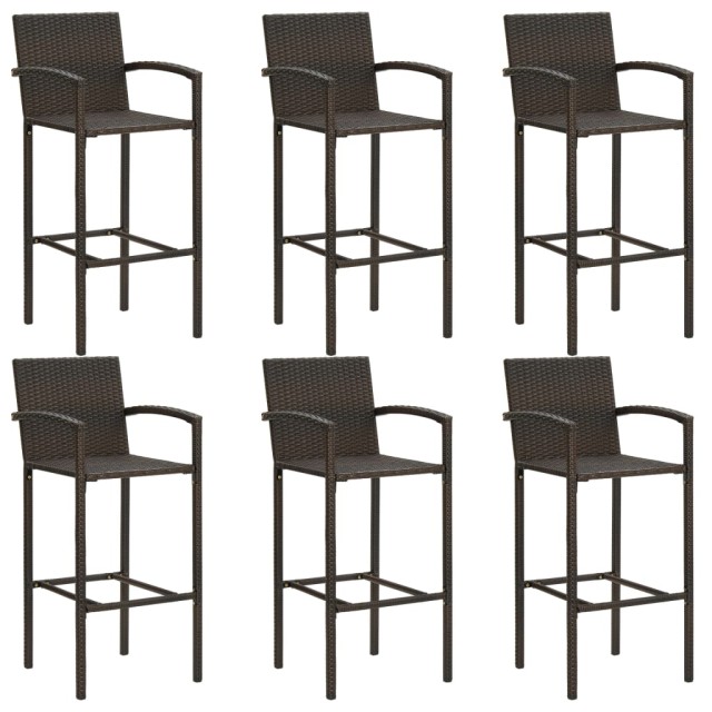 Ensemble de bar d'extérieur 7 pcs accoudoir Poly rotin Marron