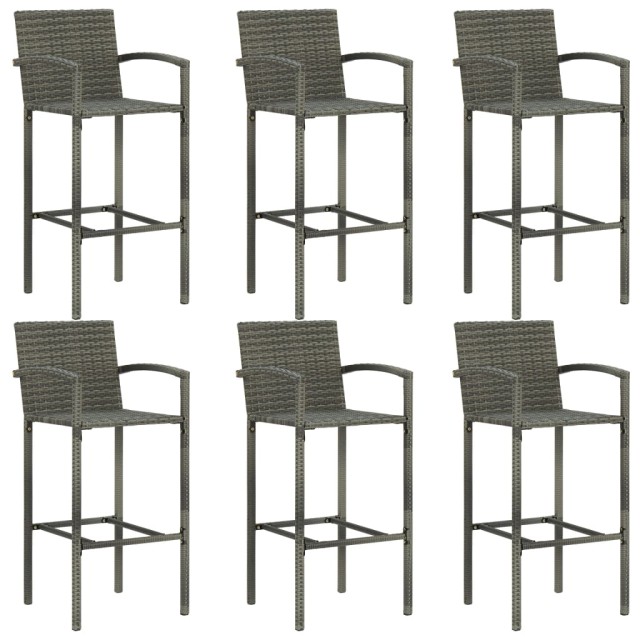 Ensemble de bar d'extérieur 7 pcs accoudoir Résine tressée Gris