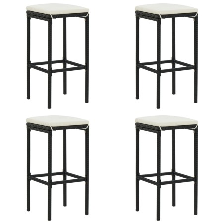 Ensemble de bar de jardin 5 pcs et coussins Résine tressée Noir