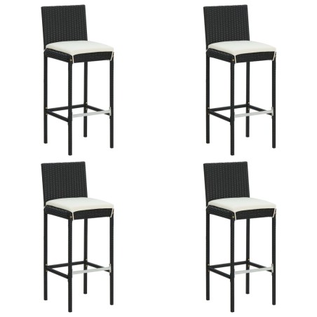 Ensemble de bar de jardin 5 pcs et coussins Résine tressée Noir