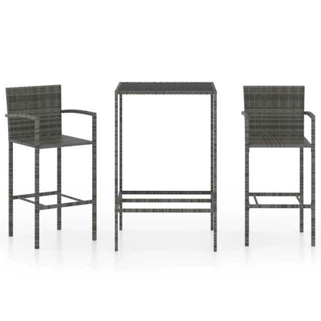 Ensemble de bar de jardin 3 pcs Résine tressée Gris