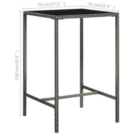 Ensemble de bar de jardin 3 pcs Résine tressée Gris