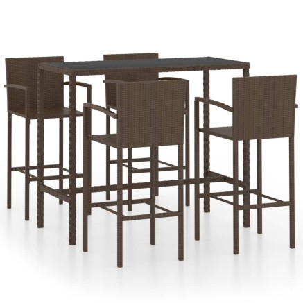 Ensemble de bar de jardin 5 pcs Résine tressée Marron 2