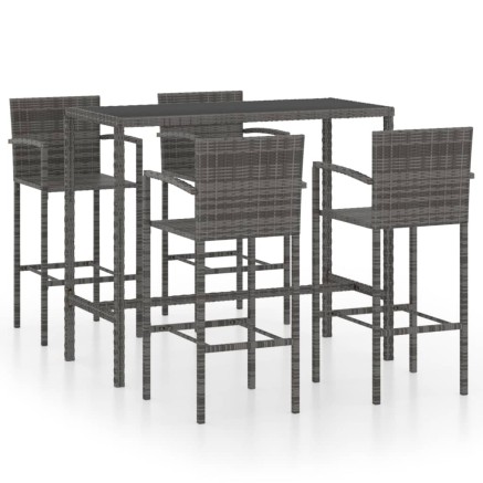 Ensemble de bar de jardin 5 pcs Résine tressée Gris 2