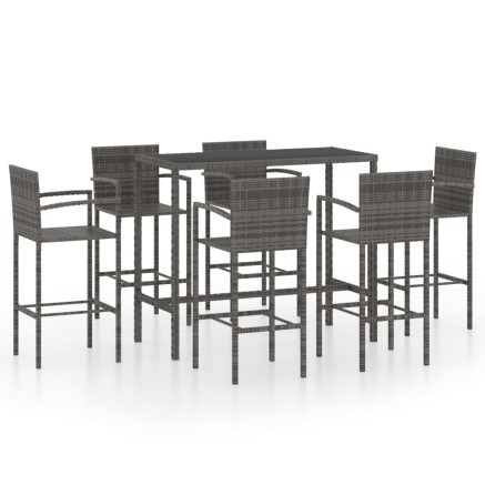 Ensemble de bar de jardin 7 pcs Résine tressée Gris 2