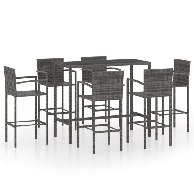 Ensemble de bar de jardin 7 pcs Résine tressée Gris