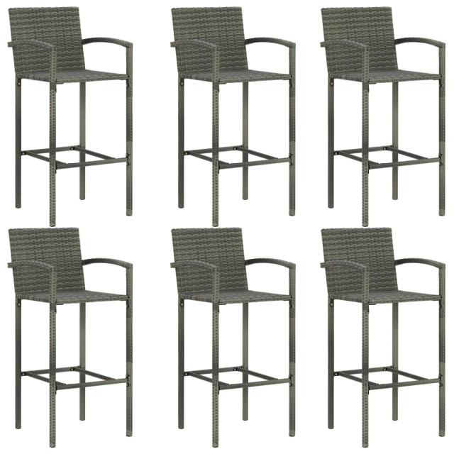 Ensemble de bar de jardin 7 pcs Résine tressée Gris
