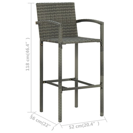 Ensemble de bar de jardin 3 pcs Gris