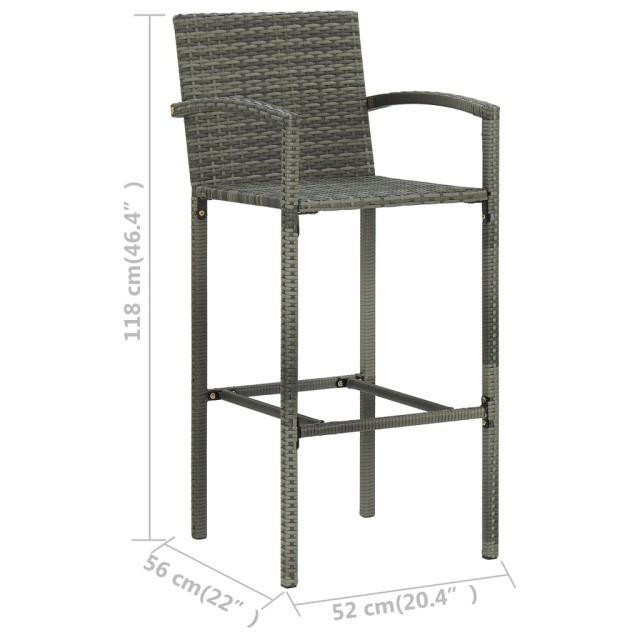 Ensemble de bar de jardin 5 pcs Gris